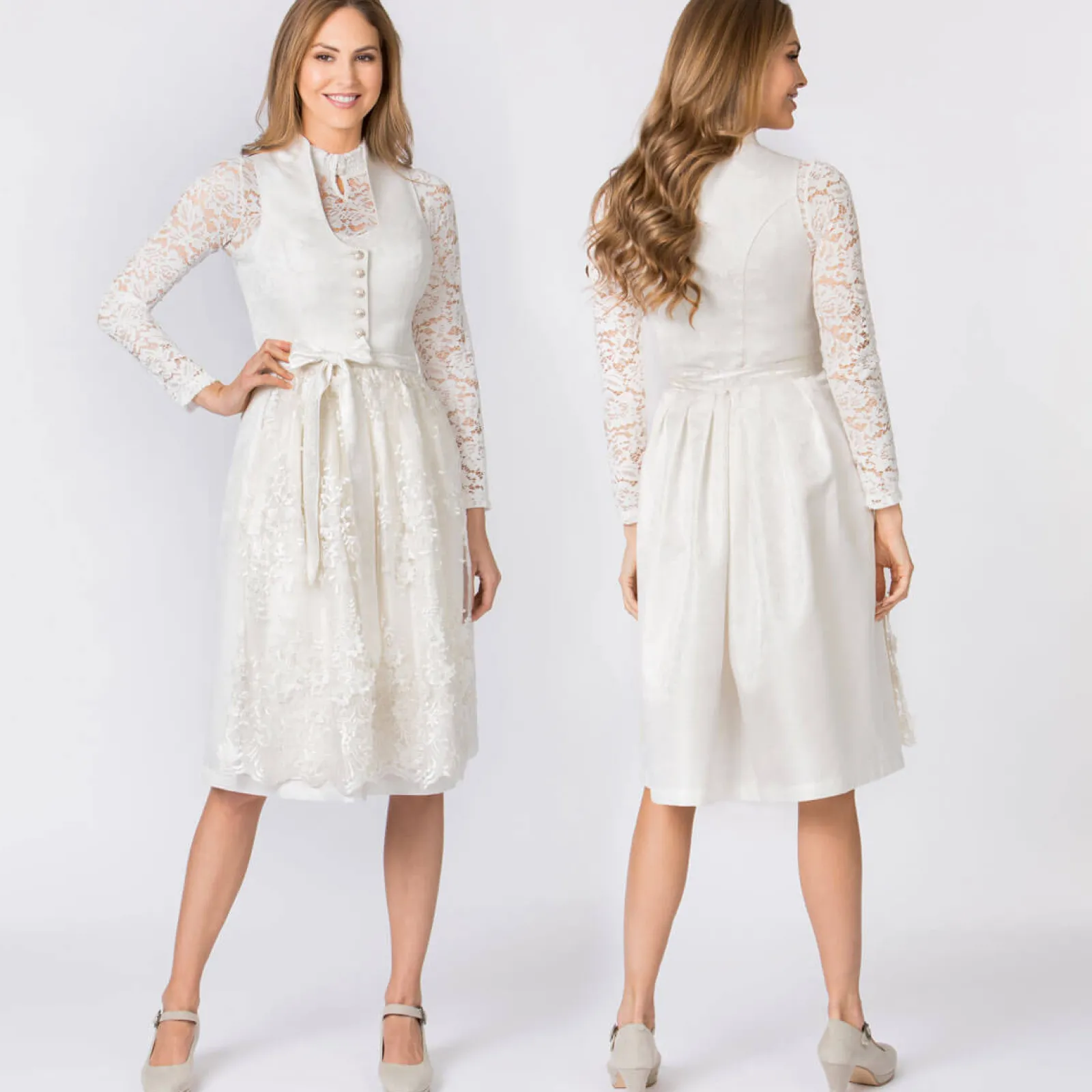 Zillertaler Trachtenwelt Damen Festtagsdirndl "Danice", Creme Weiß Cheap