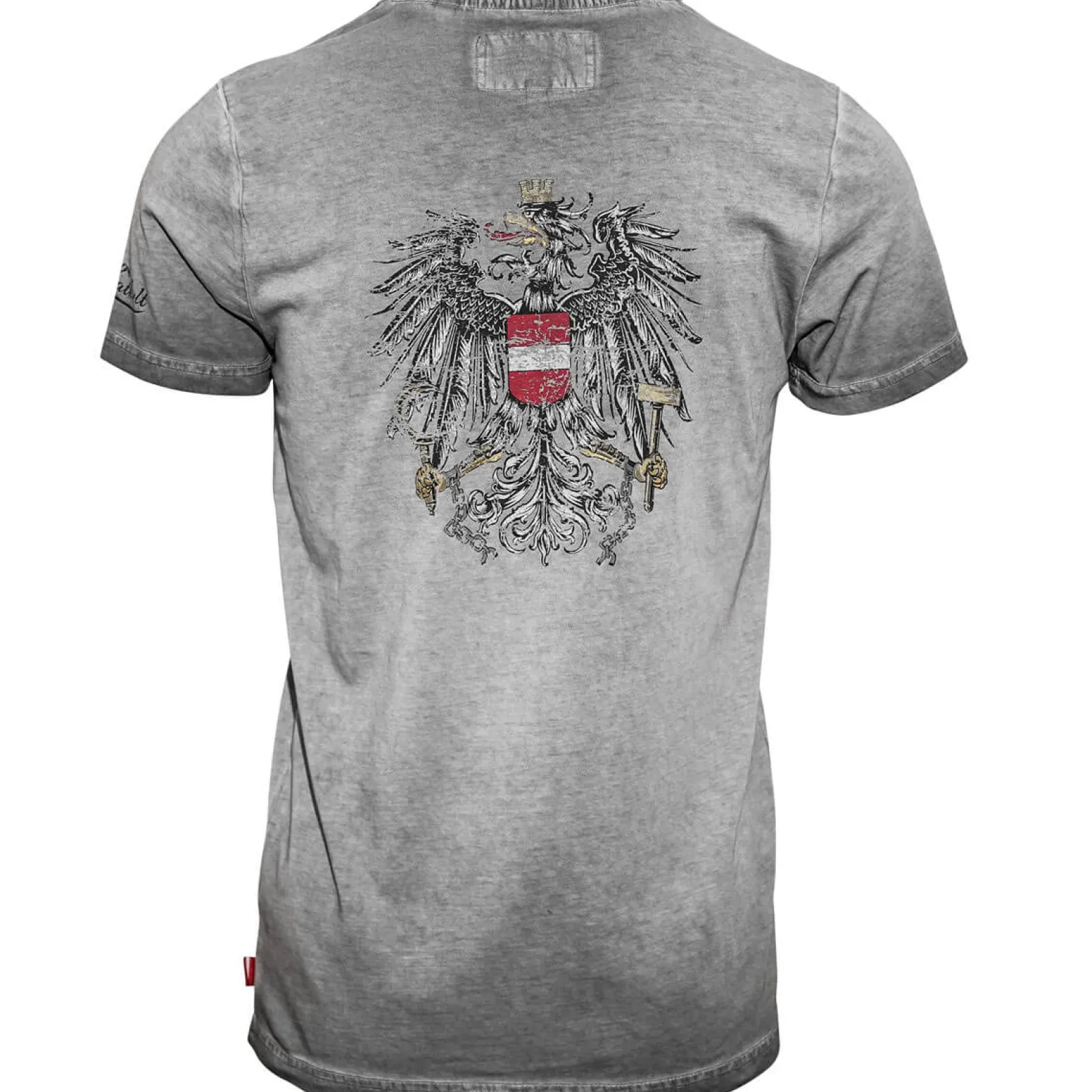 Zillertaler Trachtenwelt Herren T-Shirt “Adler Wappen Vintage”, Grau Fashion